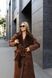 Women's Long Shearling Faux Suede Coat with Belt mahogany, Mahogani, Mahogani, 44, Winter