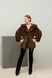 Women's double-sided eco fur parka with fur texture brown with khaki, Brown, Brown, 42, Winter