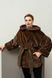 Women's double-sided eco fur parka with fur texture brown with khaki, Brown, Brown, 42, Winter