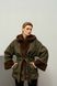 Women's double-sided eco fur parka with fur texture brown with khaki, Brown, Brown, 42, Winter