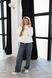 Women's short quilted demi-season jacket in milky color with a hood, #LM11, #LM11, 44, Autumn/Spring