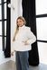 Women's short quilted demi-season jacket in milky color with a hood, #LM11, #LM11, 44, Autumn/Spring