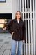 Classic women's coat jacket short oversized with buttons, pockets an English collar and a loose fit  brown, 6#Brown, 6#Brown, 42, Autumn/Spring