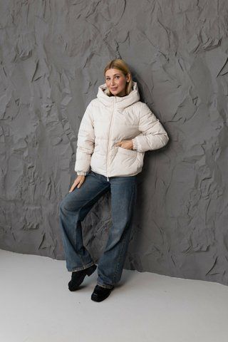 Women's spring oversized jacket with a hood milky, 1221(L), 1221(L), 42