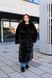 Women's long reversible black shearling coat with hood and belt, Black, Black, 42, Winter