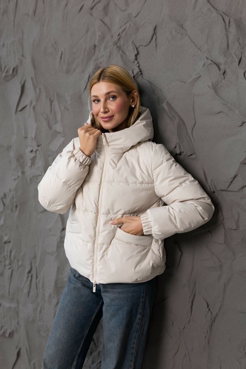 Women's spring oversized jacket with a hood milky, 1221(L), 1221(L), 42
