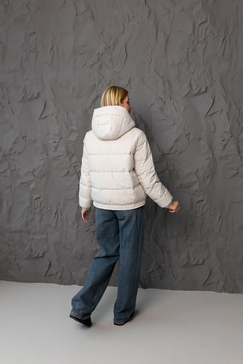 Women's spring oversized jacket with a hood milky, 1221(L), 1221(L), 42