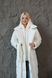 Women's long warm down jacket with a belt and hooded neck warmer milk , #1_Молоко, #1_Молоко, 42, Winter