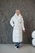Women's long warm down jacket with a belt and hooded neck warmer milk , #1_Молоко, #1_Молоко, 42, Winter