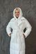 Women's long warm down jacket with a belt and hooded neck warmer milk , #1_Молоко, #1_Молоко, 42, Winter