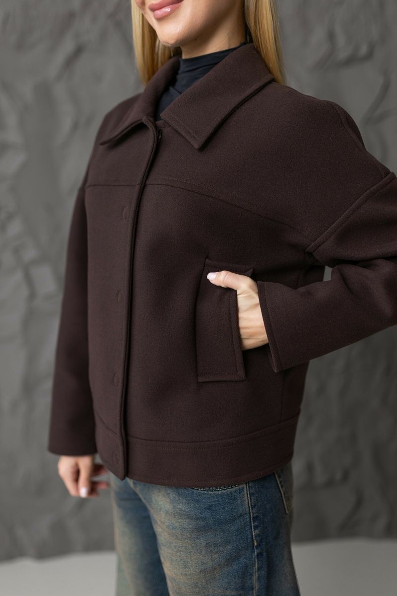 Cropped women's straight-cut coat in brown, 6099 шоколад, 6099 шоколад, 40, Autumn/Spring