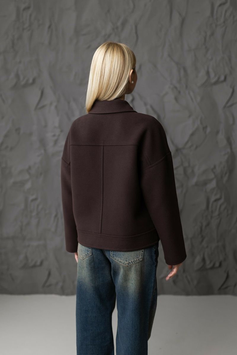 Cropped women's straight-cut coat in brown, 6099 шоколад, 6099 шоколад, 40, Autumn/Spring
