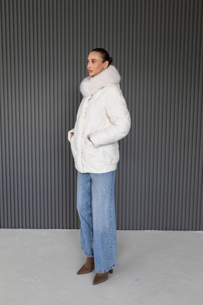 Women&rsquo;s Oversized Quilted Winter Jacket with Hood and Eco Fur, 1221 (a), 46, 1221 (a)