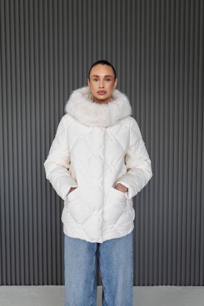 Women&rsquo;s Oversized Quilted Winter Jacket with Hood and Eco Fur, 1221 (a), 46, 1221 (a)