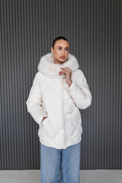 Women&rsquo;s Oversized Quilted Winter Jacket with Hood and Eco Fur, 1221 (a), 46, 1221 (a)