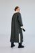 Women's long winter faux leather coat with fur, wide sleeves, and a belt in dark green, Green, Green, 42, Winter