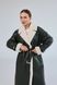 Women's long winter faux leather coat with fur, wide sleeves, and a belt in dark green, Green, Green, 42, Winter