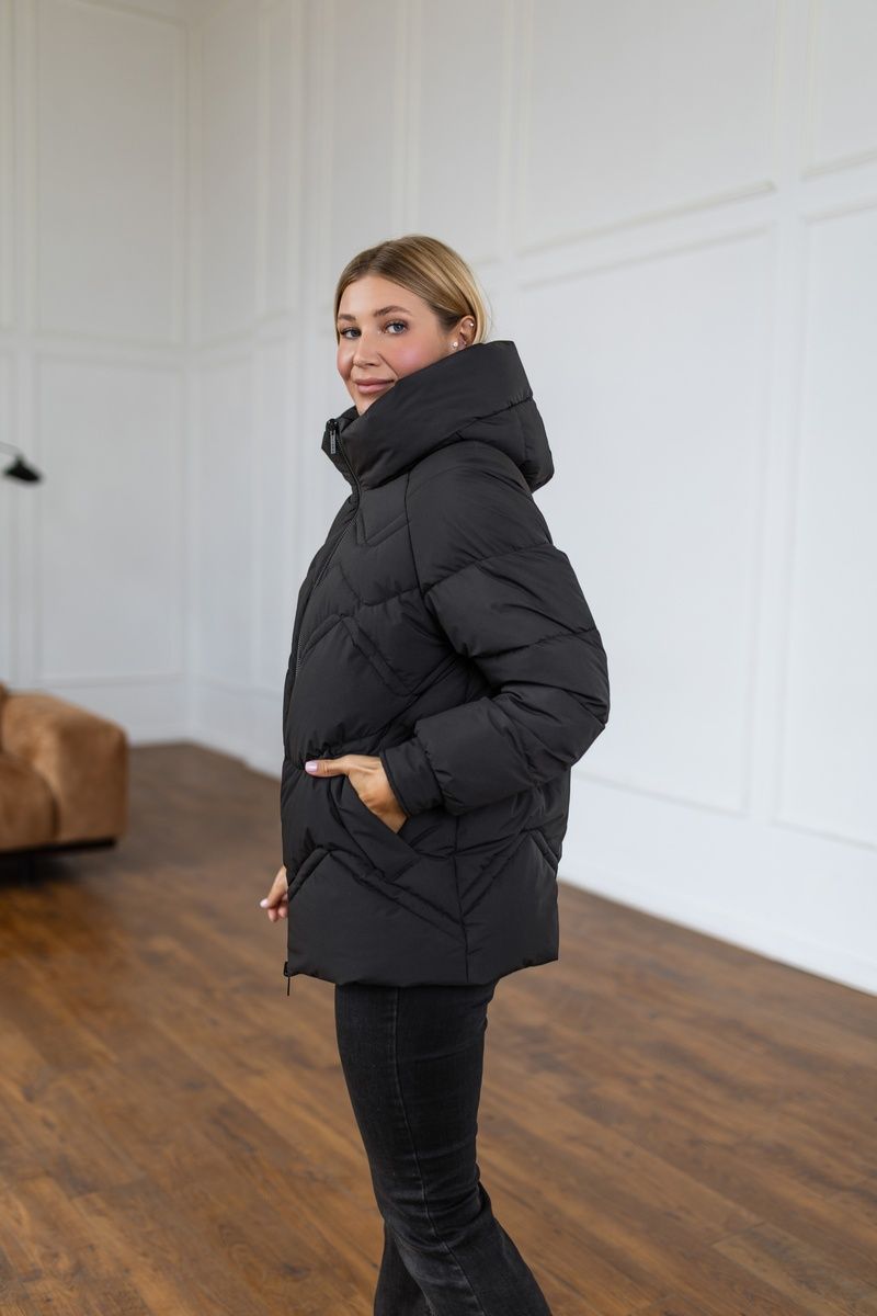 Women&rsquo;s Oversized Quilted Winter Jacket with Voluminous Hood black, Black, Black, 52, Winter
