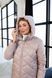 Women's quilted jacket with hood and belt beige for the midseason, #682, #682, 42, Autumn/Spring