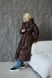 Long straight quilted down jacket with a belt and hood chocolate, #4_Шоколад, #4_Шоколад, 42, Winter