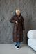 Long straight quilted down jacket with a belt and hood chocolate, #4_Шоколад, #4_Шоколад, 42, Winter