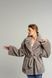 Double-sided eco-fur sheepskin coat with an English collar gray, Silver, Silver, 42, Winter