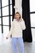 Women's mid season quilted jacket with a hood and belt milk , #1225, #1225, 46, Autumn/Spring