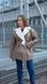 Women's reversible winter aviator sheepskin coat with eco leather and fur with a belt dark beige, Dark Beige, Dark beige, 42, Winter