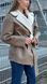 Women's reversible winter aviator sheepskin coat with eco leather and fur with a belt dark beige, Dark Beige, Dark beige, 42, Winter