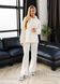 Women's palazzo pants with a loose fit and high waist, White, White, 42, Autumn/Spring