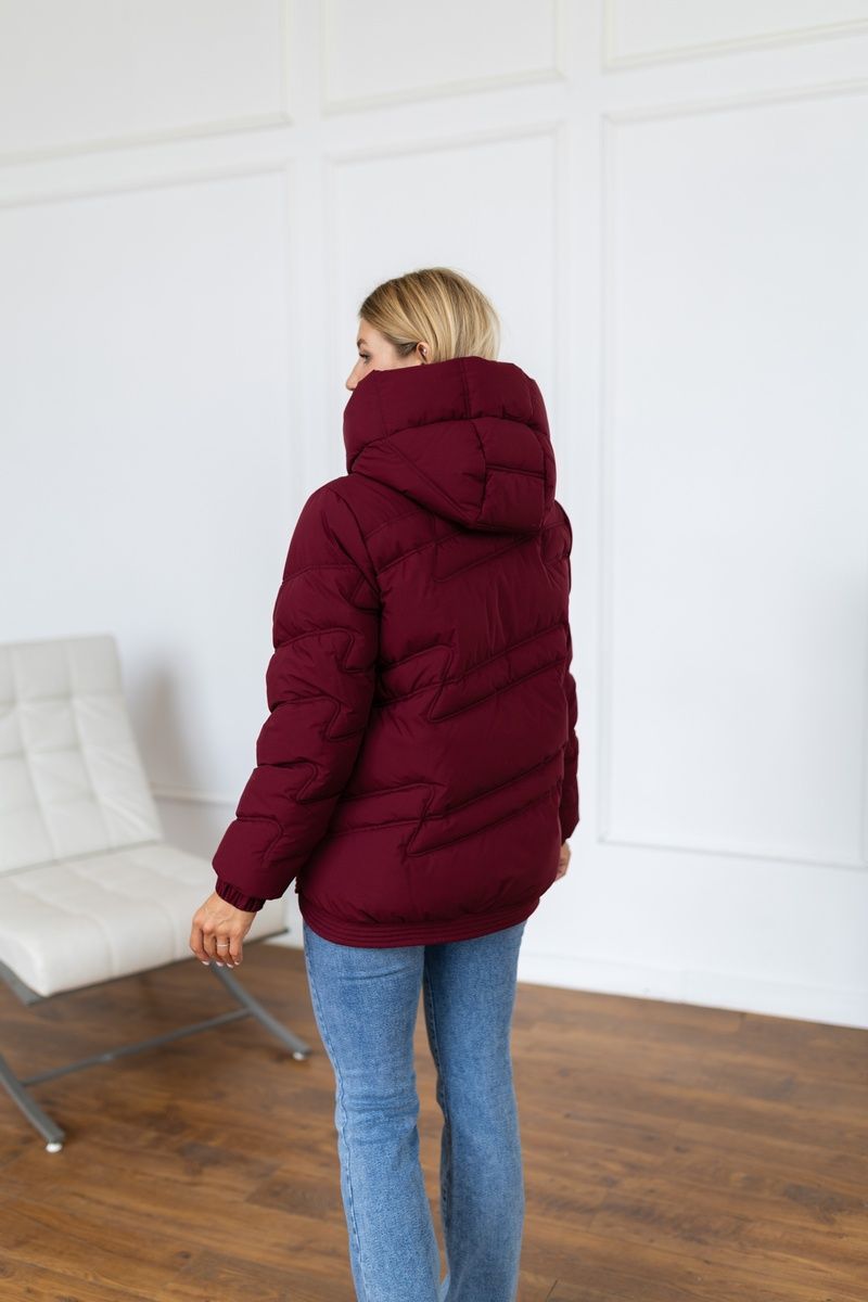 Women's winter down jacket with a hood padded oversized jacket burgundy, 772 (а), 772 (а), 44, Winter