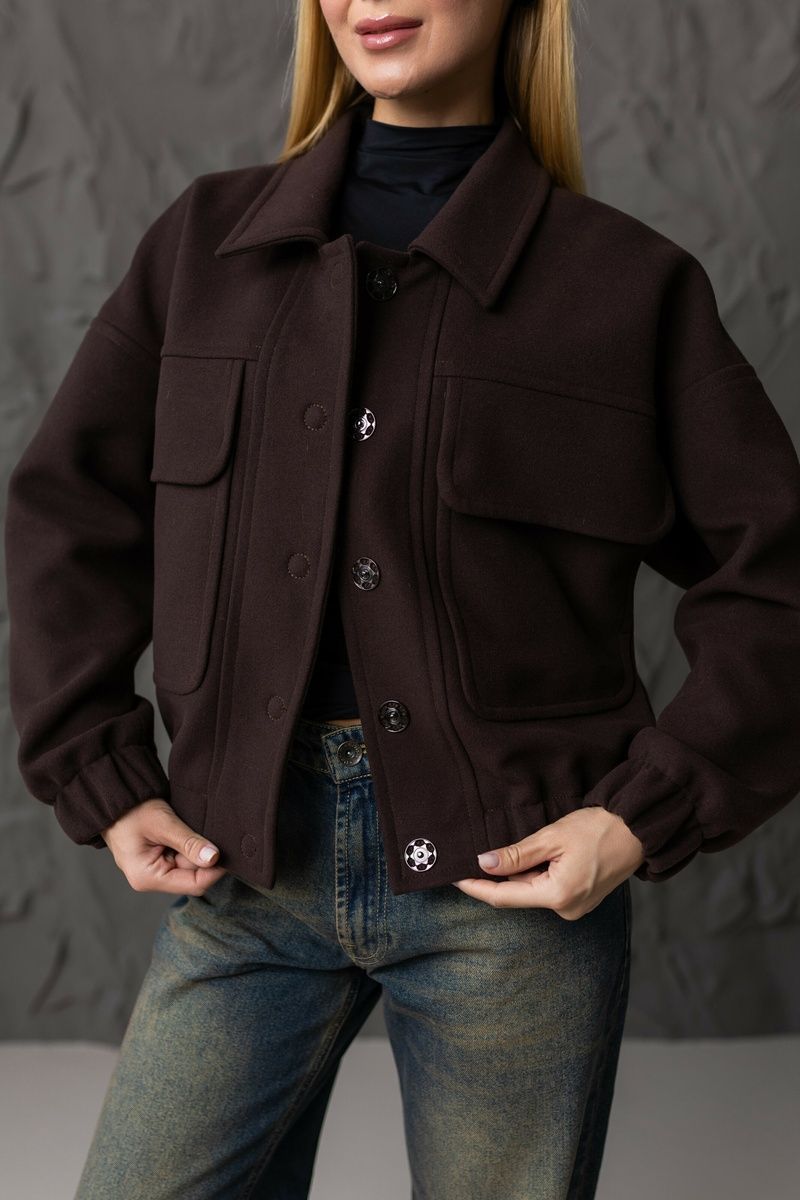 Women's loose-fit cashmere bomber, mid-season, chocolate, 6099 шоколад, 6099 шоколад, 46, Autumn/Spring