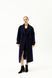 Women's dark blue mid-season coat with a belt and wide sleeves, col. 852_синій, col. 852_синій, 46, Autumn/Spring