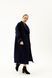 Women's dark blue mid-season coat with a belt and wide sleeves, col. 852_синій, col. 852_синій, 46, Autumn/Spring