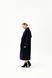 Women's dark blue mid-season coat with a belt and wide sleeves, col. 852_синій, col. 852_синій, 46, Autumn/Spring