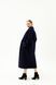 Women's dark blue mid-season coat with a belt and wide sleeves, col. 852_синій, col. 852_синій, 46, Autumn/Spring