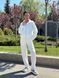 Women's jogger sweatpants with side stripes and a high waist, White, White, 42, Autumn/Spring