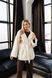 Short women's eco-fur coat with a sewn-in belt, cream-colored, #Milk, #Milk, 44, Autumn/Spring