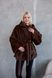 Women's Reversible Short Hooded Faux Fur Shearling Coat mahogany, Mahogani, Mahogani, 42