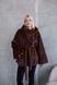 Women's Reversible Short Hooded Faux Fur Shearling Coat mahogany, Mahogani, Mahogani, 42