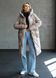 Warm women's jacket with a belt  hood, and patch pockets beige, 1437 (а), 1437 (а), 44, Winter