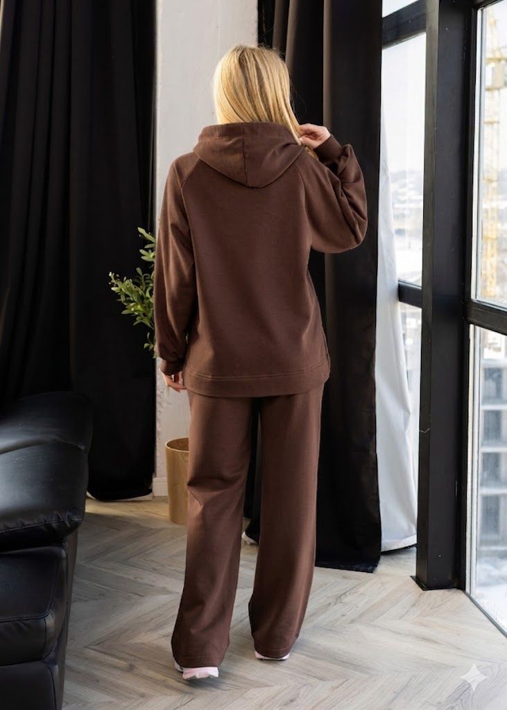 Women's palazzo pants with a loose fit and high waist, chocolate, Chocolate, 44, Autumn/Spring