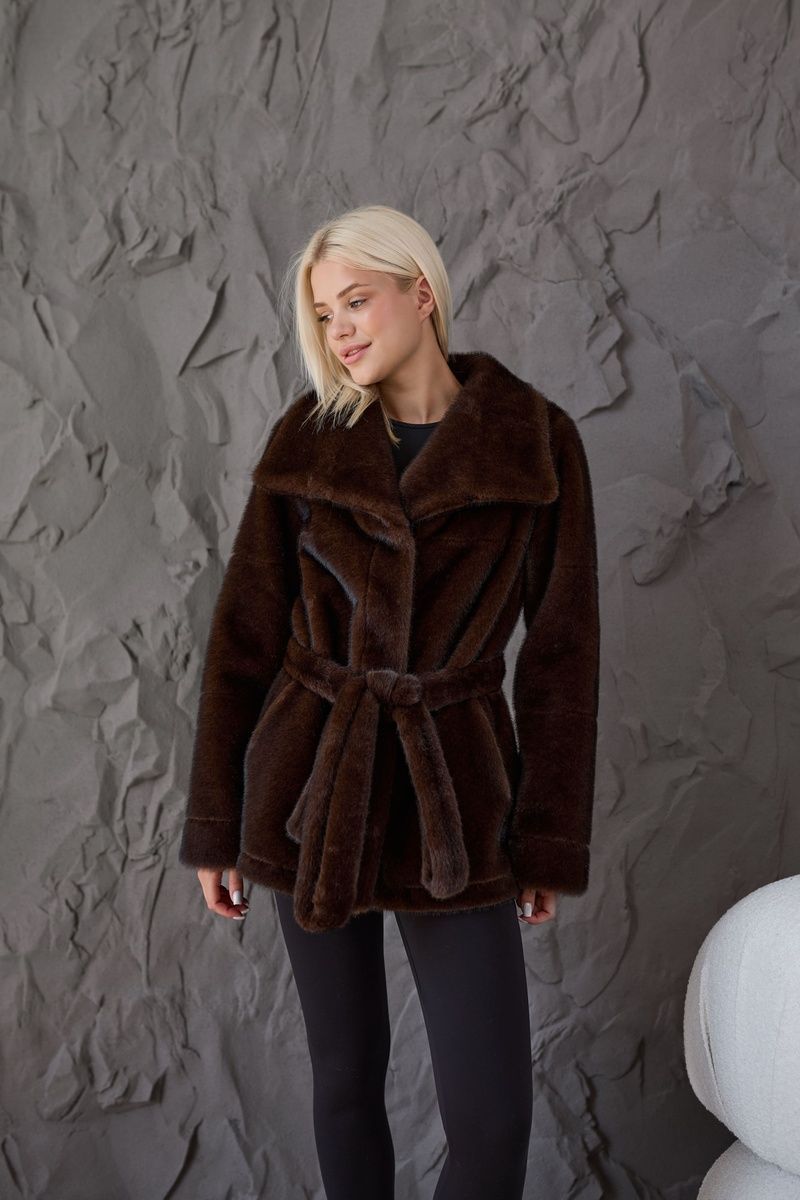 Women's Reversible Short Faux Fur Suede Shearling Coat brown, Brown, Brown, 42, Winter