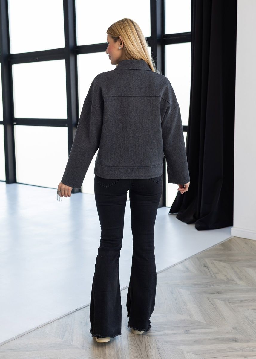 Women's cropped coat gray, #12_сірий, #12_сірий, 42, Autumn/Spring
