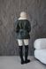 Women's reversible winter aviator coat with belt made of eco leather and fur dark green, Green, Green, 42, Winter